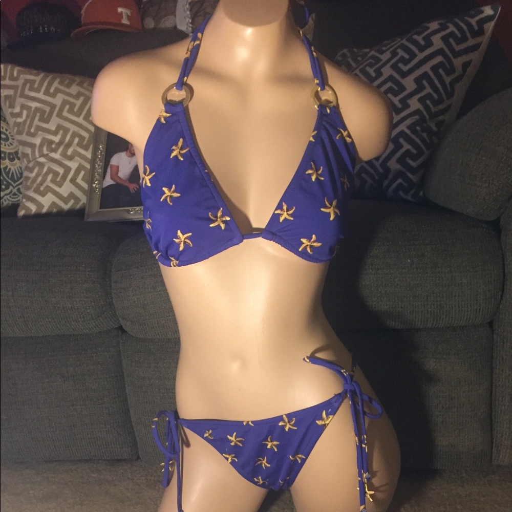 Venus bikini. Deep purple with gold starfish!